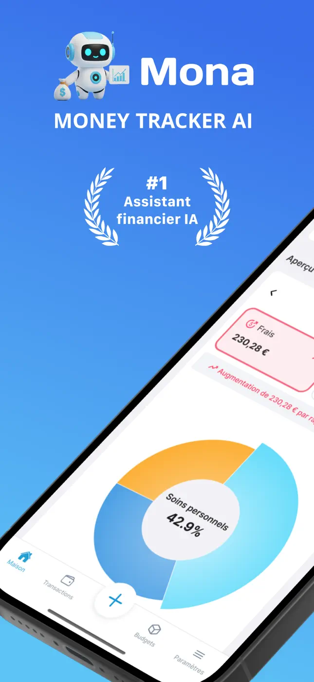 Mona AI : aperçu de l'assistante financière IA n°1 avec graphique des dépenses